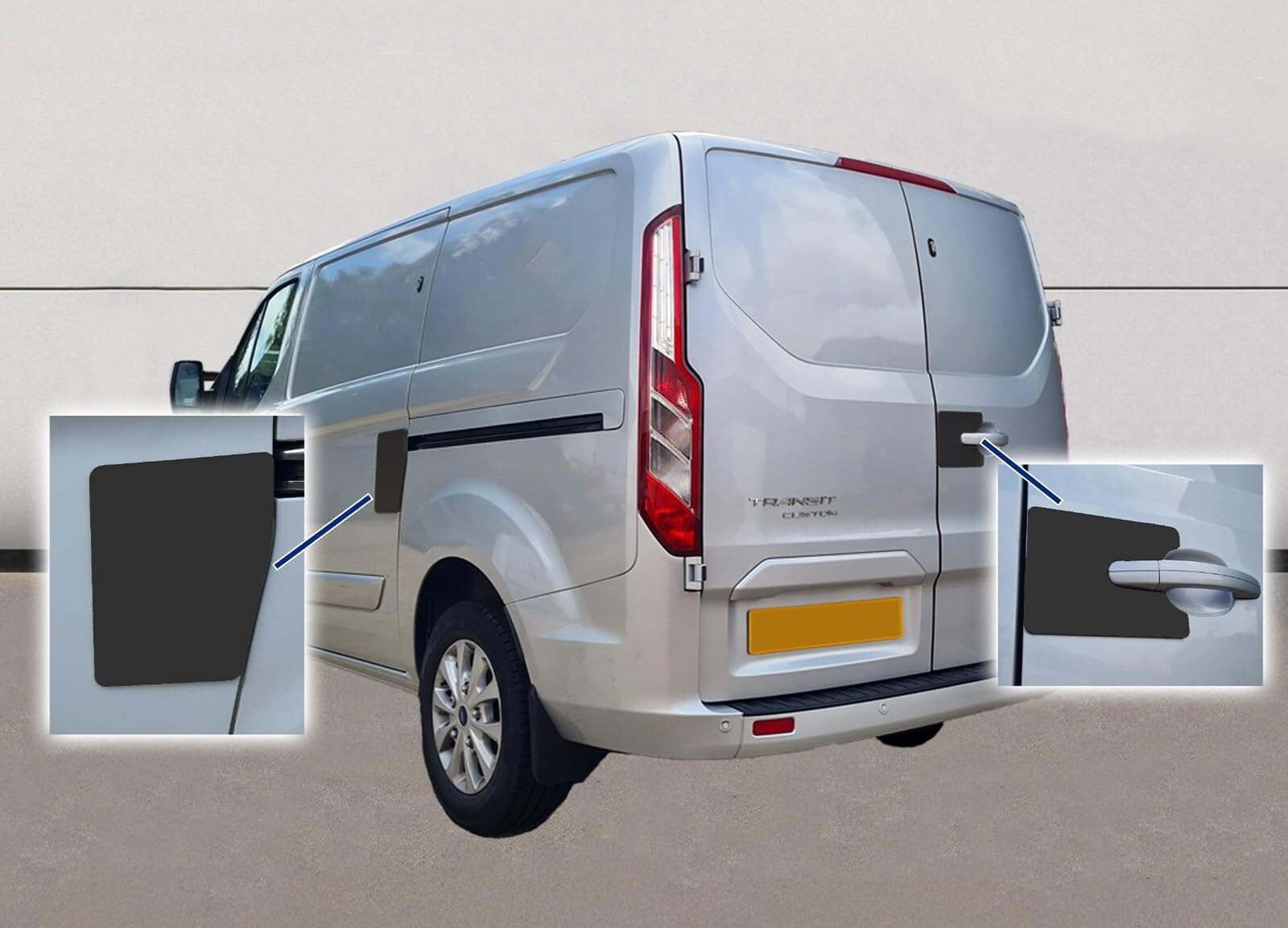 Sussex Installations FOR3-NSL-RB-EXT-001-MB Matte black Repair/security shield set compatible with Ford Custom (2013-2023) van - left side load and rear barn doors.