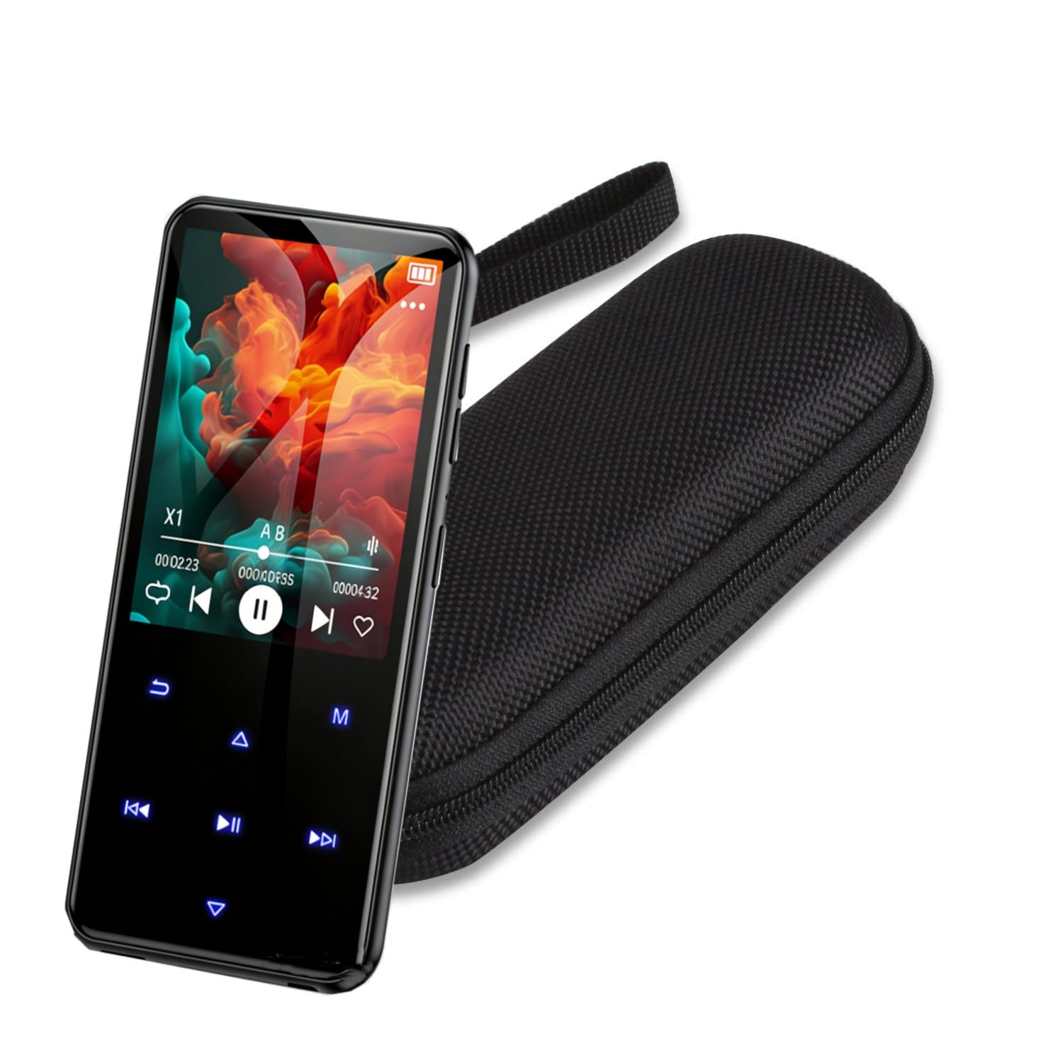 AGPTEK Negro Reproductor MP3 de 64 GB con Funda,Bluetooth 5.3 con Pantalla TFT a Color de 2,4 Pulgadas, Reproductor de música HiFi para niños con Altavoz, Botones táctiles, Radio FM, E-Book