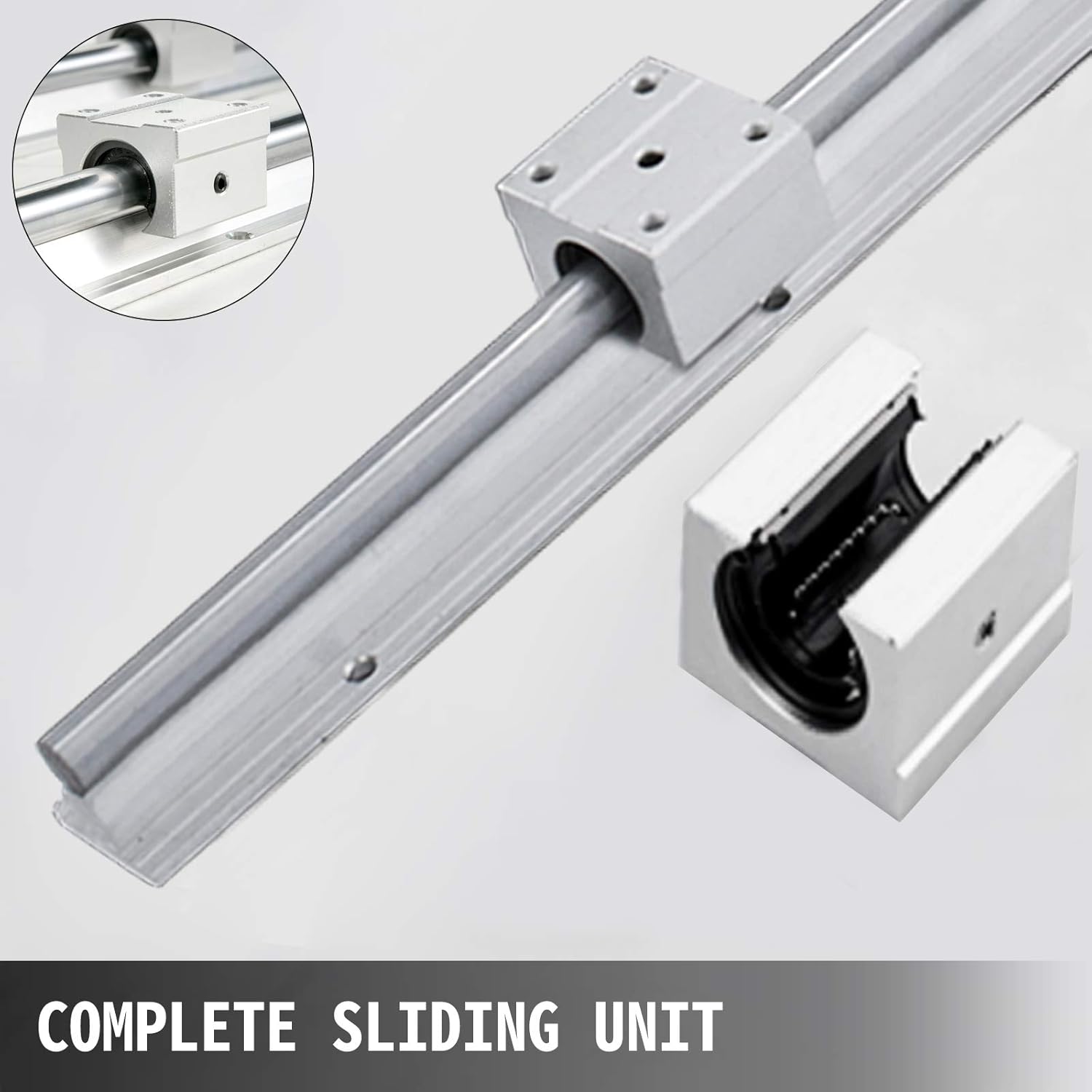 Happybuy Linear Rail 2PCS SBR12-1000mm,Linear Guide 2xLinear Guide Rails and 4xSquare Type Carriage Bearing Blocks,CNC Rail Kit,Linear Rails and Bearings Kit,for Automated Machines and Equipments