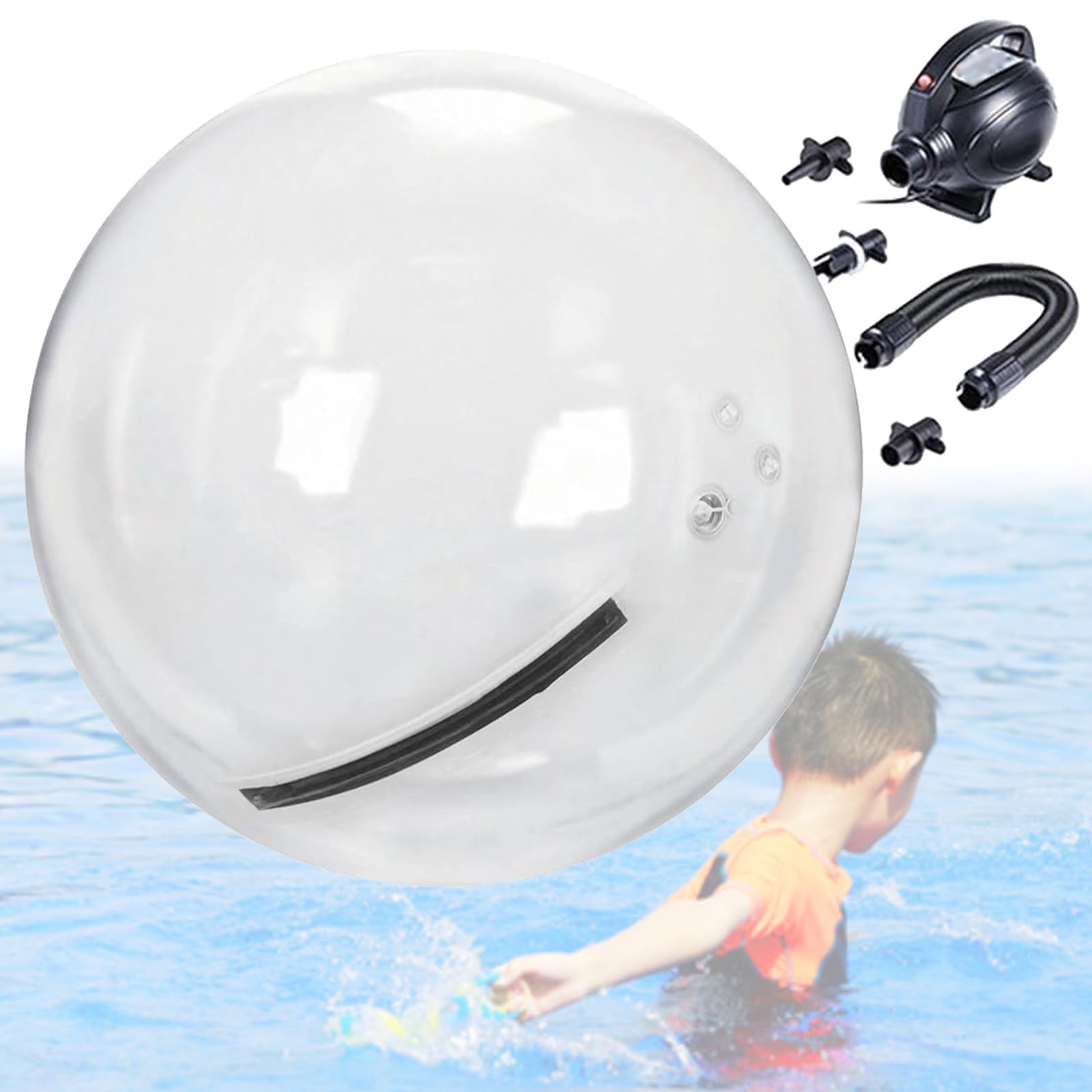 Palla Gonfiabile da Passeggio sull'acqua, Palla da Passeggio con Cerniera, 1,5/1,8/2/2,5 m, per Spiaggia e Attrezzature per l'intrattenimento, Palla da Passeggio in PVC Trasparente
