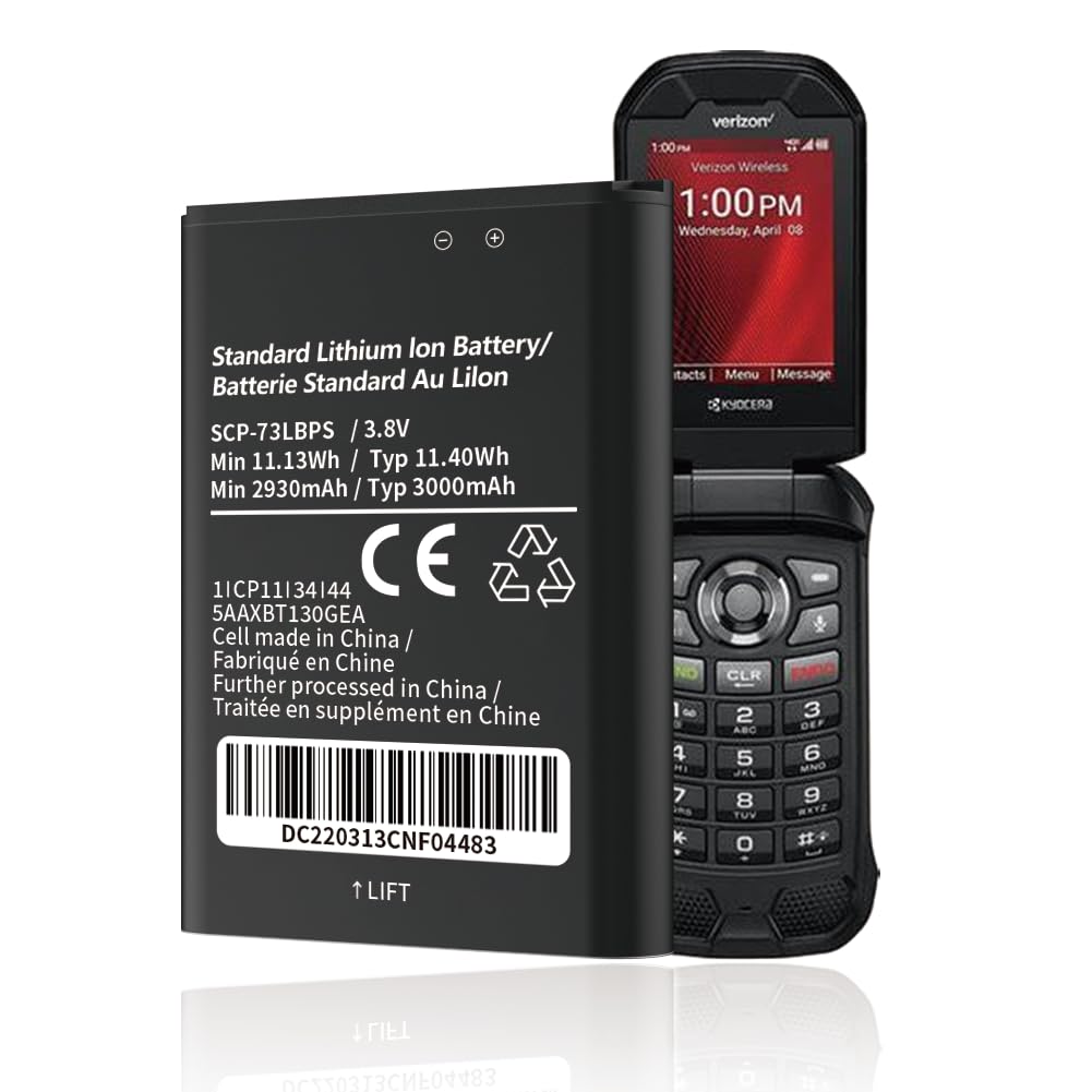 Replacement Battery SCP-73LBPS 1770mAh For Kyocera DuraXV Extreme E4810 DuraXE Epic E4830 Black 3.8V - View #3