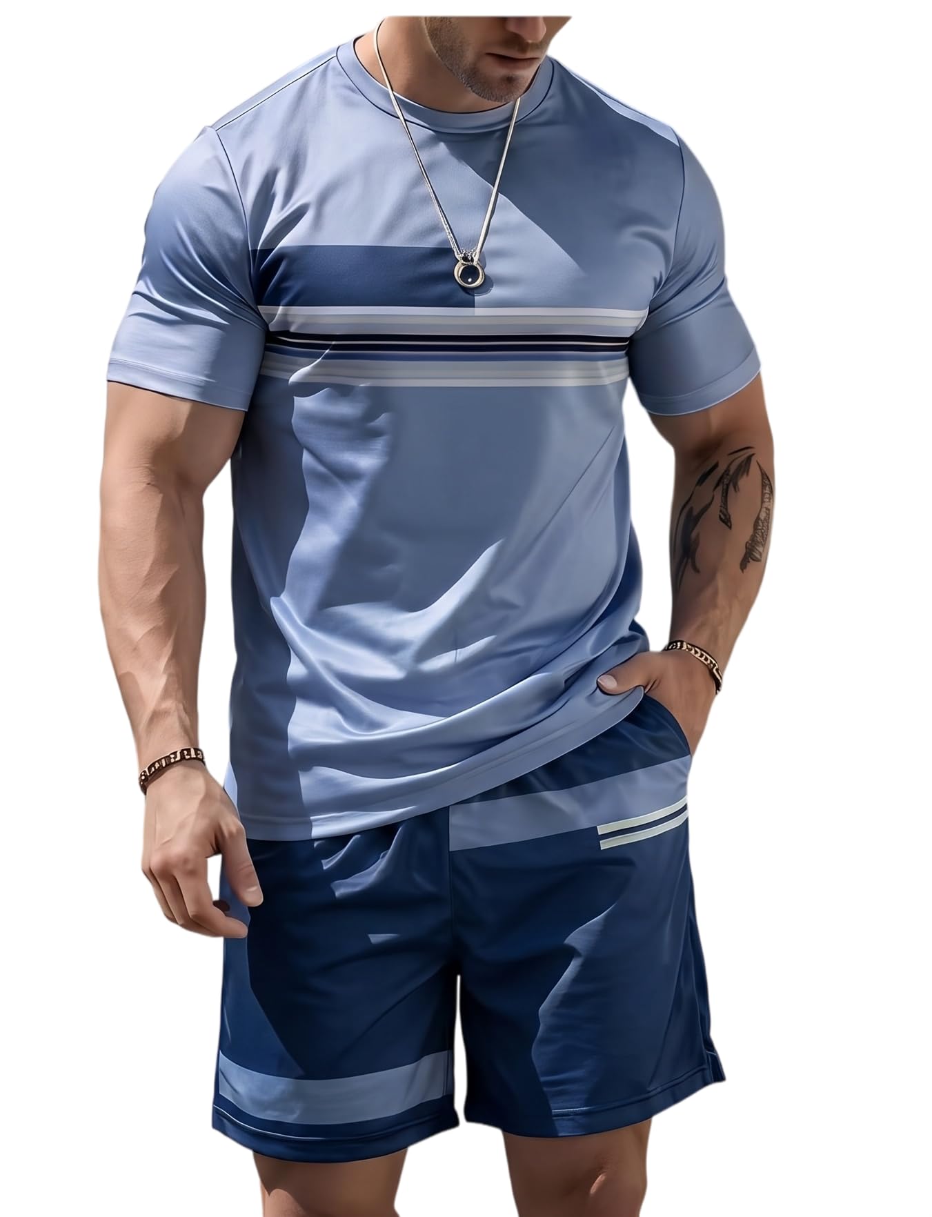 Men's 2 Piece Short Set Gym Clothes for Men, Workout & Fitness