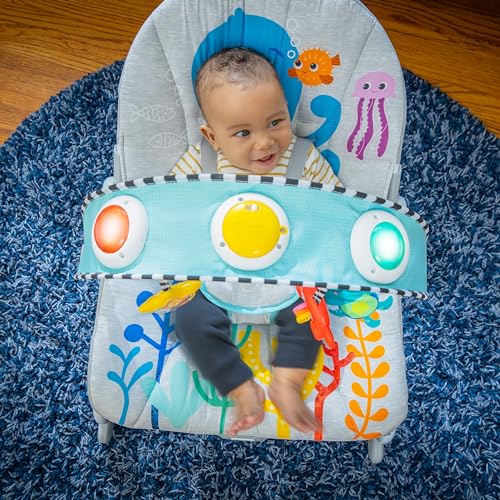 Image of Baby Einstein Ocean Explorers Kick to It Opus Musical Infant to Toddler Rocker, Baby Chair, Baby-Activated Music and Lights, Ages 0-30 Months