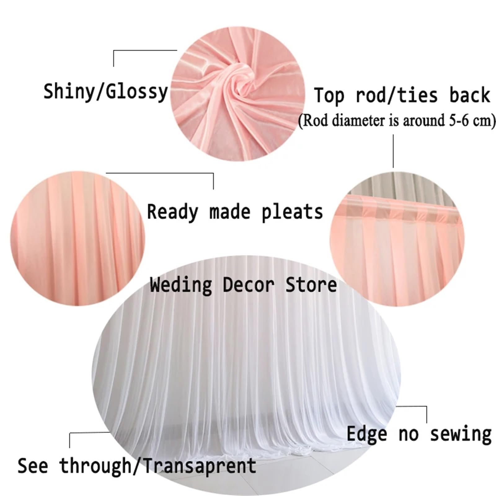 Shiny Ice Silk Backdrop Panels Large Event Decoration Drapes, Hanging Curtains Romantischer Hochzeitshintergrund(Color 1,H300xW150CM)