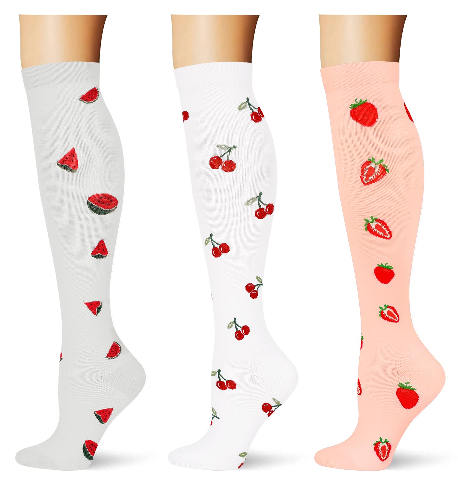 (3 pairs) Compression Socks 20-30 mmHg Long Knee High Socks for Women Men Support Athletic Travel Daily Wear