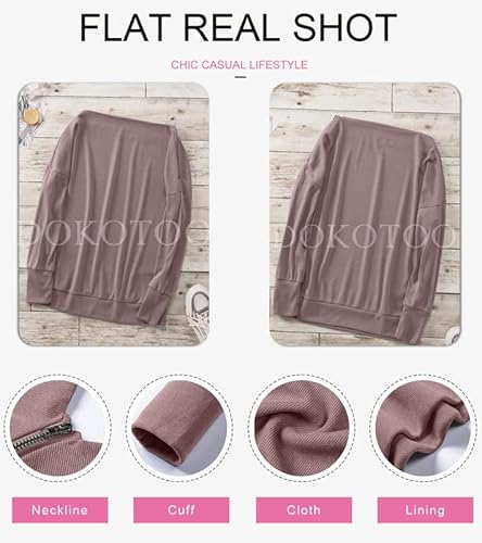 Dokotoo Sexy Zip Up One Off The Shoulder Sweatshirt For Women Zipper Long Batwing Sleeve Ribbed Tops And Blouses Solid Color Loose Fit Shirts Pink Medium #TOP2