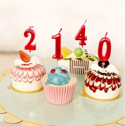 Miniatura 3 de NEWCANDLE - Velas de cumpleaños con purpurina roja