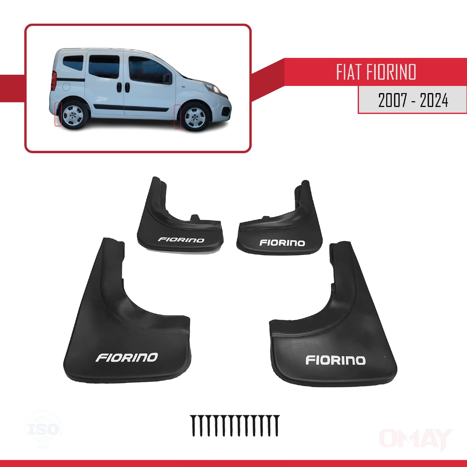 RE&AR Tuning Osłona przeciwbryzgowa do Fiata Fiorino przód + tył 4-częściowy zestaw