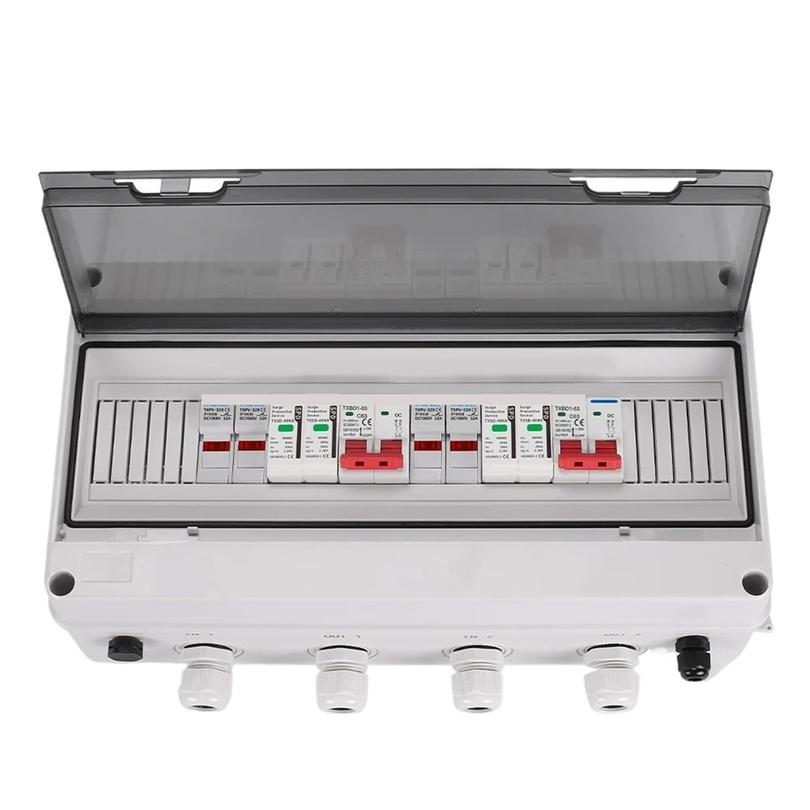 Solare fotovoltaico PV Combiner Box 2 Input 2 Out 2 String Protezione da sovratensione DC 600 V Fusibile MCB SPD Scatola Impermeabile IP65