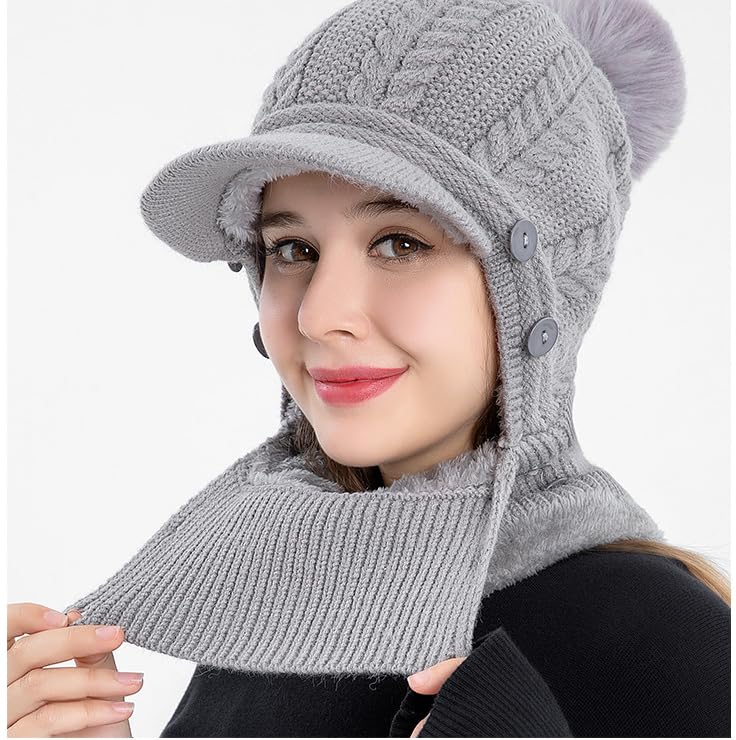 Winterwarme Strickmütze, Sturmhaube, Gesichtsmaske, Halstuch-Set, Mütze, Fleece-Skimaske
