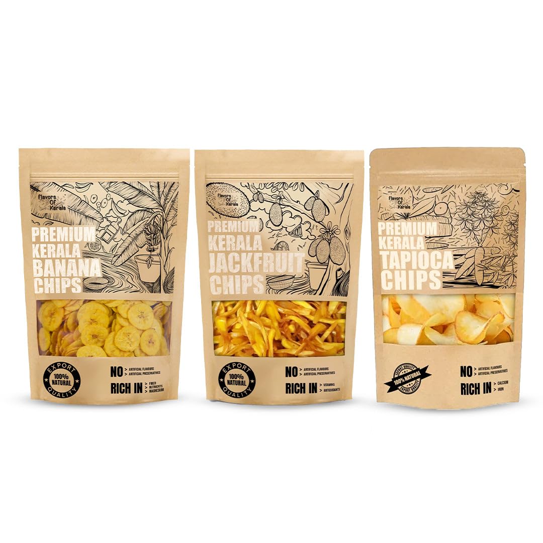 FLAVORS OF KERALA (FOK) Combo Banana Chips in Coconut Oil - 600 Grams | Jackfruit Chips 400 Grams | Tapioca Chips 400 Grams (B0D5YJDPRY) Amazon Price History, Amazon Price Tracker