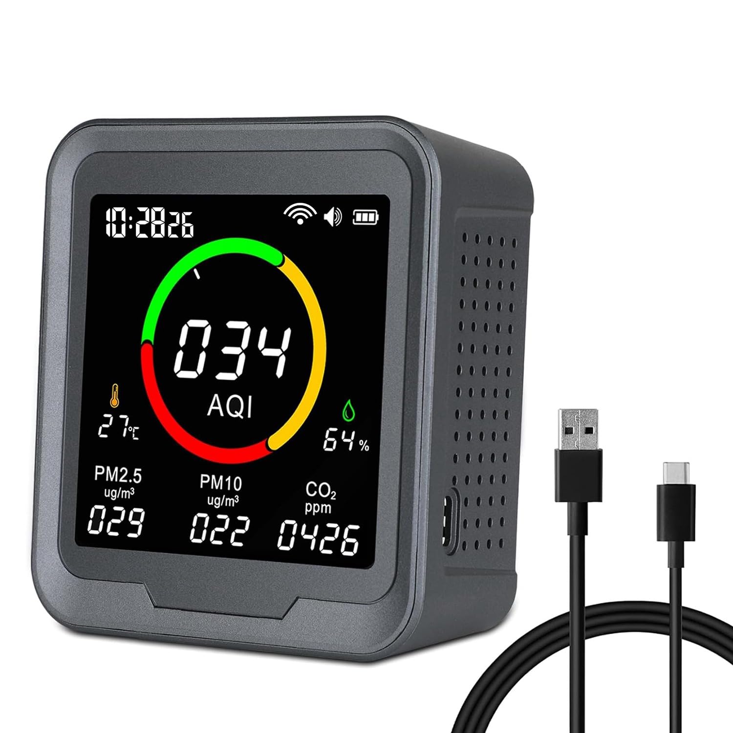 Detector de CO2 PTH-9AW Detector de CO2 portátil con monitor medidor de dióxido probador digital de temperatura y humedad reloj PTH 9AW