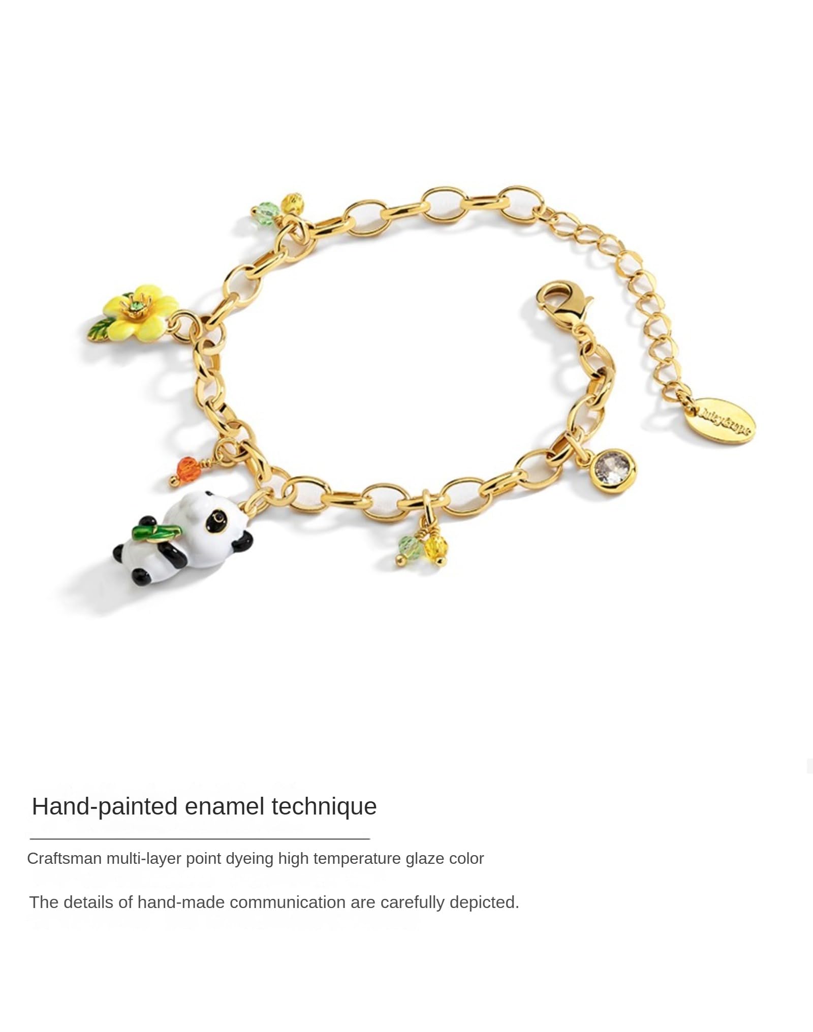 Girls' Jewelry, Cute Panda Bracelet, Women's 3D Animal Faience Flower Hand Accessories, prezent urodzinowy, prezent na wymianę, Mittelgroße, Miedź, Bez kamieni szlachetnych