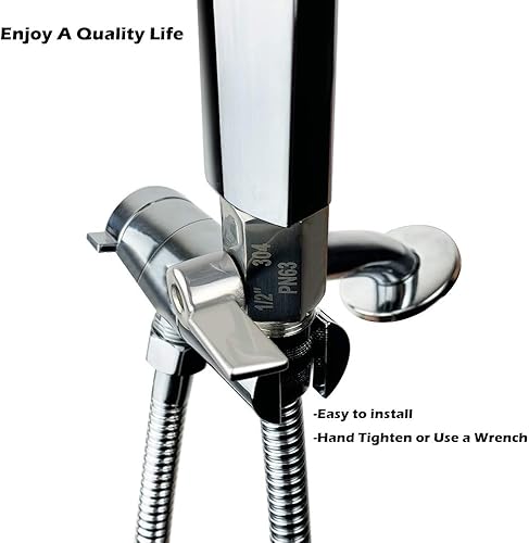 Miniatura 5 de Válvula de cierre de cabezal de ducha con mango inoxidable, mini válvula de bola de acero inoxidable 304 (12 pulgada hembra X macho) rosca NPT,