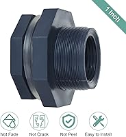 Vista 4 de 10 unidades de montaje de mamparo de PVC de 1 pulgada, conector de tanque de agua de doble rosca para barriles de lluvia, acuarios, tanques de agua