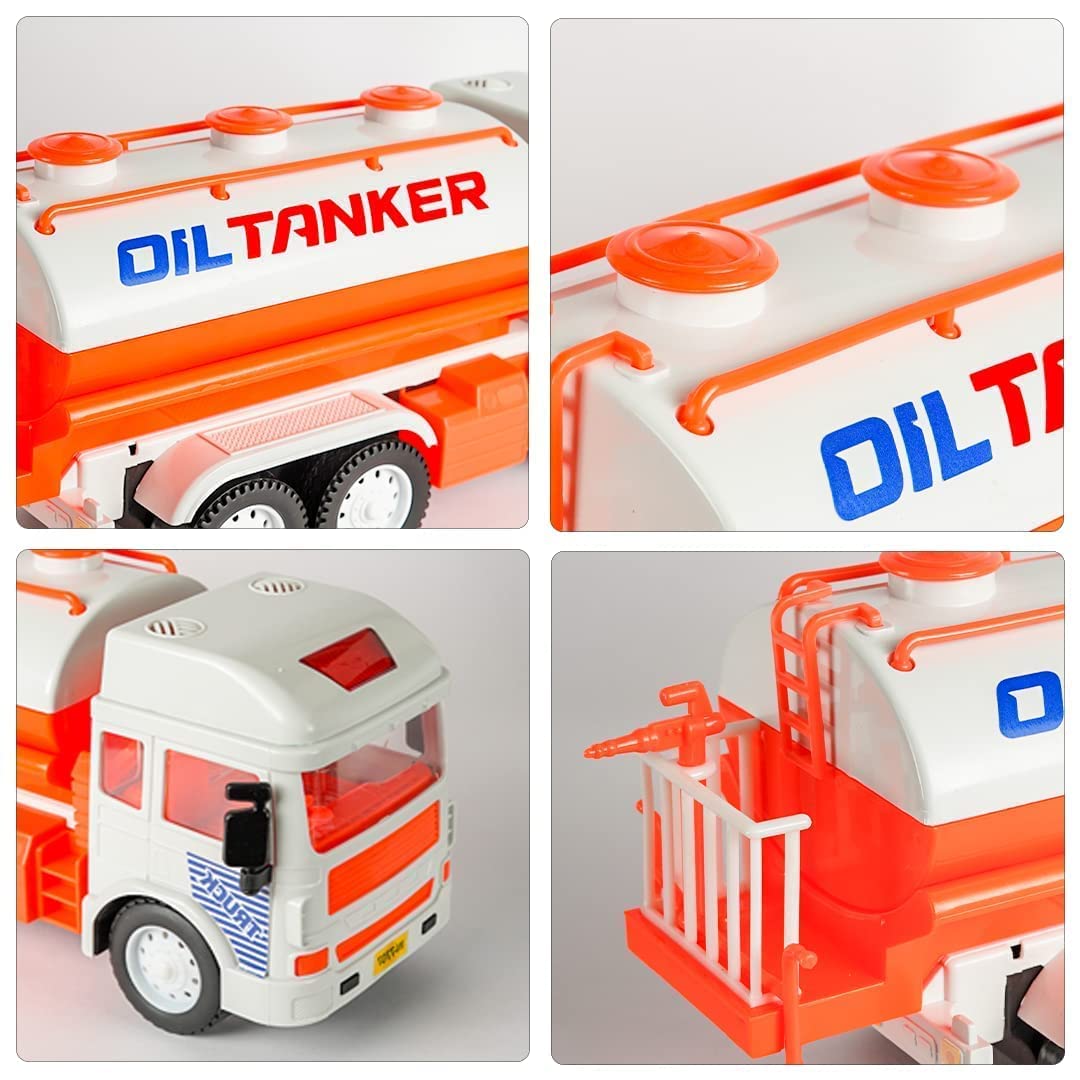 Ixora My First Wheels Oil Tanker Friction Powered Realistic Big Size Automobile Construction Engineering Plastic Toy Vehicle for Kids 4