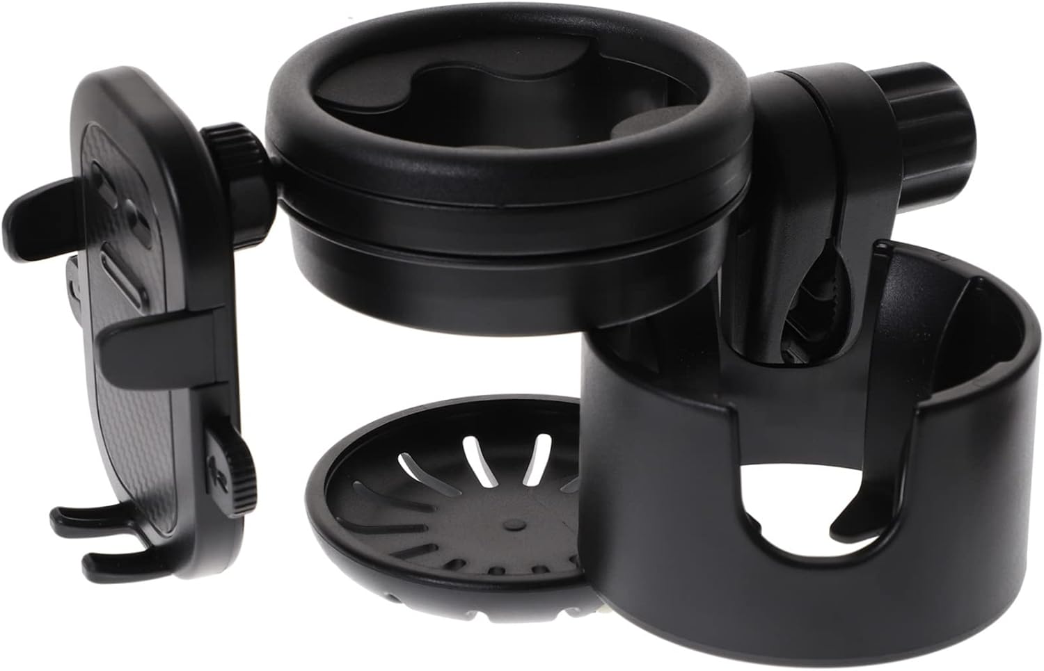 Stroller Cup Phone Holder Durable Multipurpose Accessory for Walkers Bikes and Scooters Securely Holds Cups Bottles Easy Installation Non Spill Design