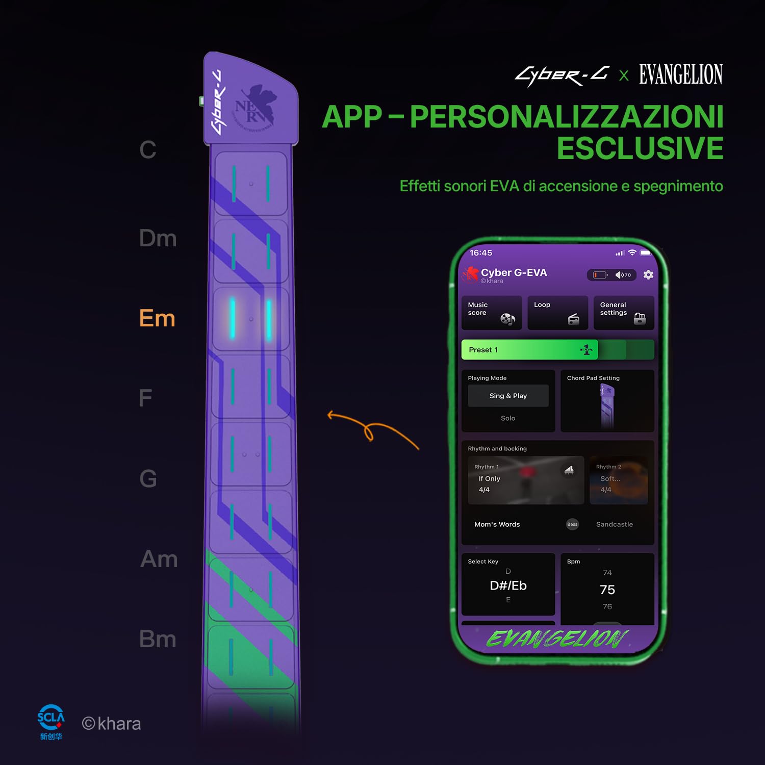 Enya CYBER‑G Smart E‑Chitarra – Collaborazione Ufficiale Evangelion, Innovativa Chitarra E & Acustica Senza Corde Fibra di Carbonio con App‑Learning, Effetti & Bluetooth, Chitarra Viaggio Portatile | Collaborazione ufficiale Evangelion, senza corde, app d