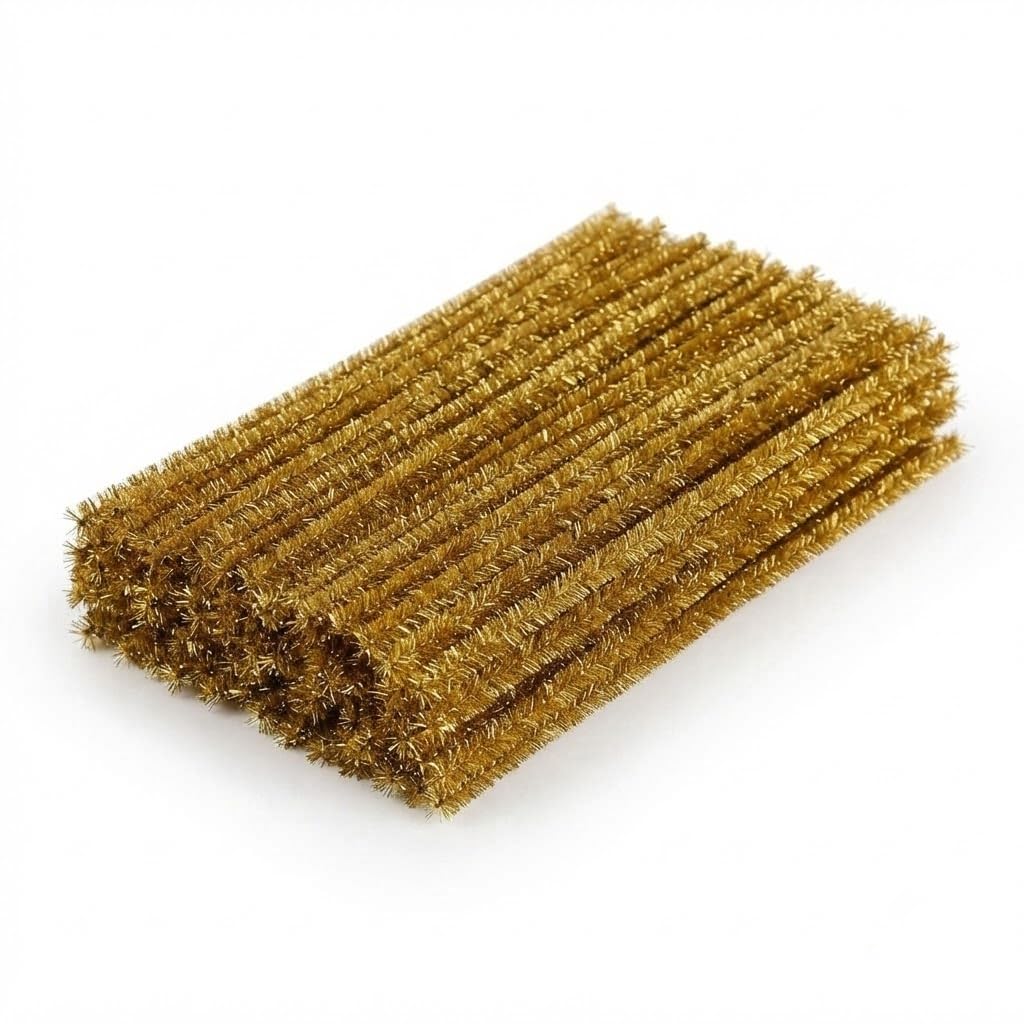 ProKart 100 Pcs Pipe Cleaner for Crafts, Flower and Hobby | Furry Sticks for Kids Crafts and Projects | Kids Fun Activity Pipe Cleaner for Scrap Booking DIY Activities (12 Inches 100 Pcs) (Golden)-image-4