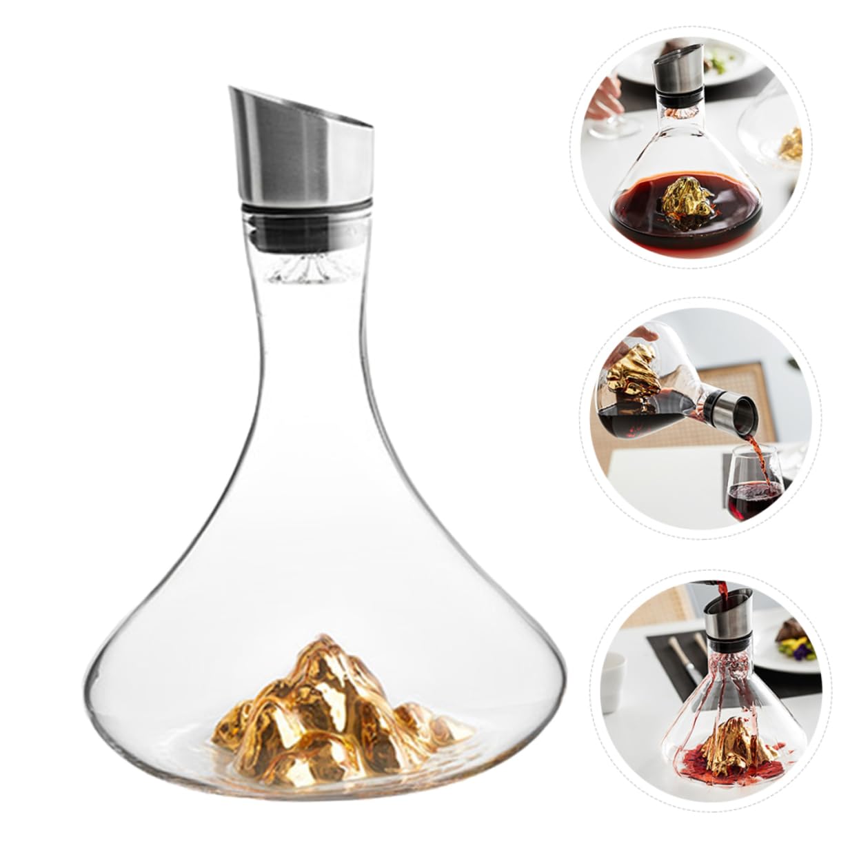 1pc Iceberg Decanter Whiskey Decanter Large Decanter Beverage Dispenser Wine Pour Decanter Crystal Wine Decanter Creative Wine Decanter Household Decanter Golden COLLBATH