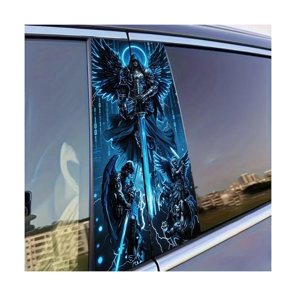 Dabhuoc One Color Car Parts 2Pcs Car B-Pillar Sticker Dark Angel Glossy Protective Polyethylene Film