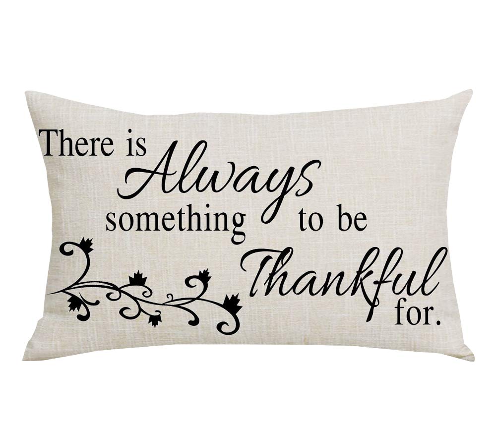 WENIANRU Quote There is Always Something to Be Thankful for Thanksgiving Home Sofa Chair Bed Decoration Lumbar Pillowcase Cotton Linen Decorative