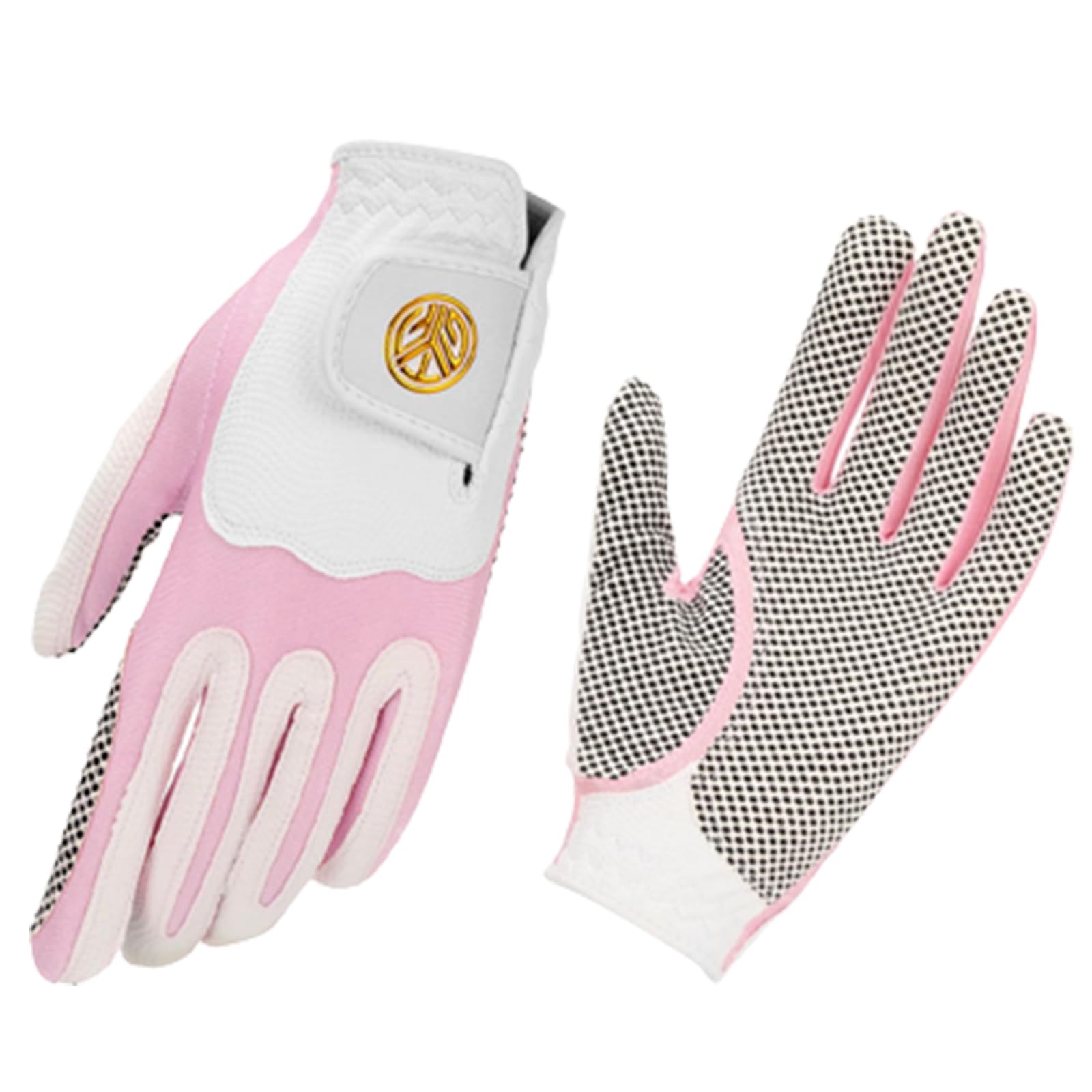 1 Paar Damen-Golfhandschuhe, Weiches, Atmungsaktives PU-Leder mit Rutschfesten Partikeln, Verschleißfest, Waschbar, Outdoor-Sport, Golfzubehör,Pink,S(Length18cm)