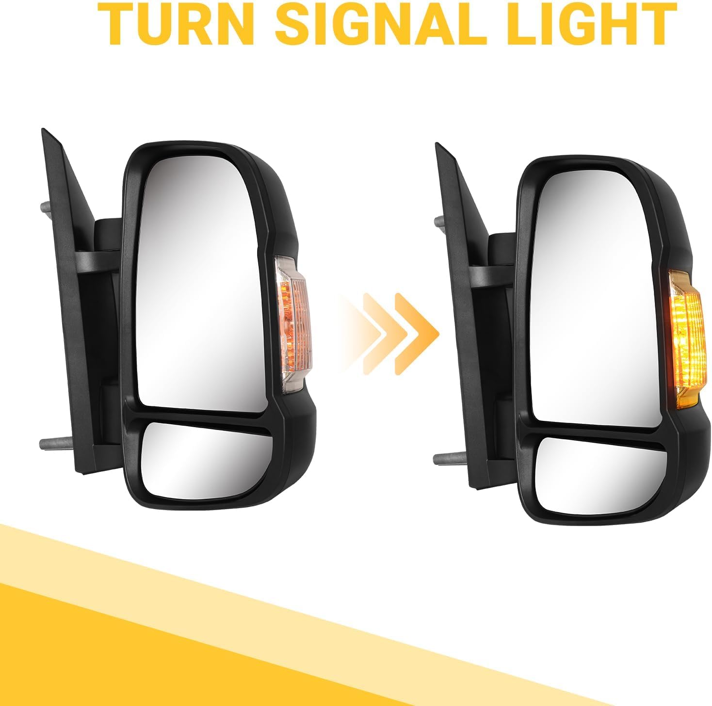 Sanooer Passenger Right Side Mirror Compatible with 2014-2025 Ram Promaster 1500 2500 3500 with Heated Turn Signal Light Power Glass Manual Folding, Replace CH1320417 5VE99JXWAB