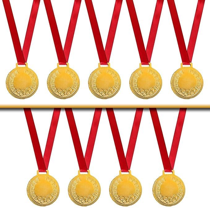 Olympic Designed Medals for School Winners, Sports, Athletic Game Sports Copetetions Medals/Functions Medals/Throw Ball Medal/Cricket Medals/Volleyball Medals (Set of 10) Size 2"