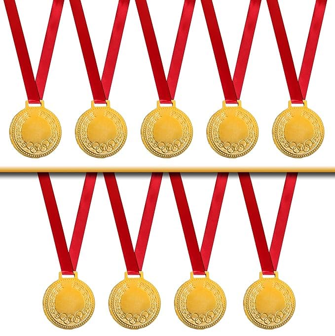 Olympic Designed Medals for School Winners, Sports, Athletic Game Sports Copetetions Medals/Functions Medals/Throw Ball Medal/Cricket Medals/Volleyball Medals (Set of 10) Size 2"