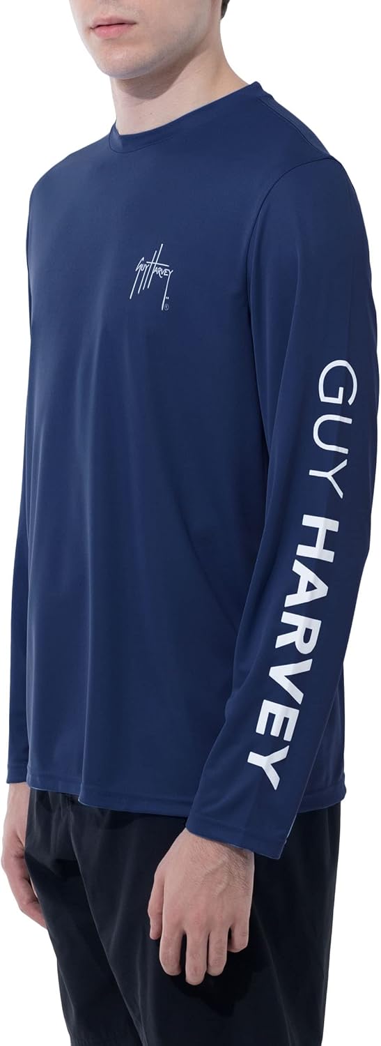 Guy Harvey Men's Long Sleeve Performance Sun Protection Shirt UPF 50+, Navy, Large - Image 3