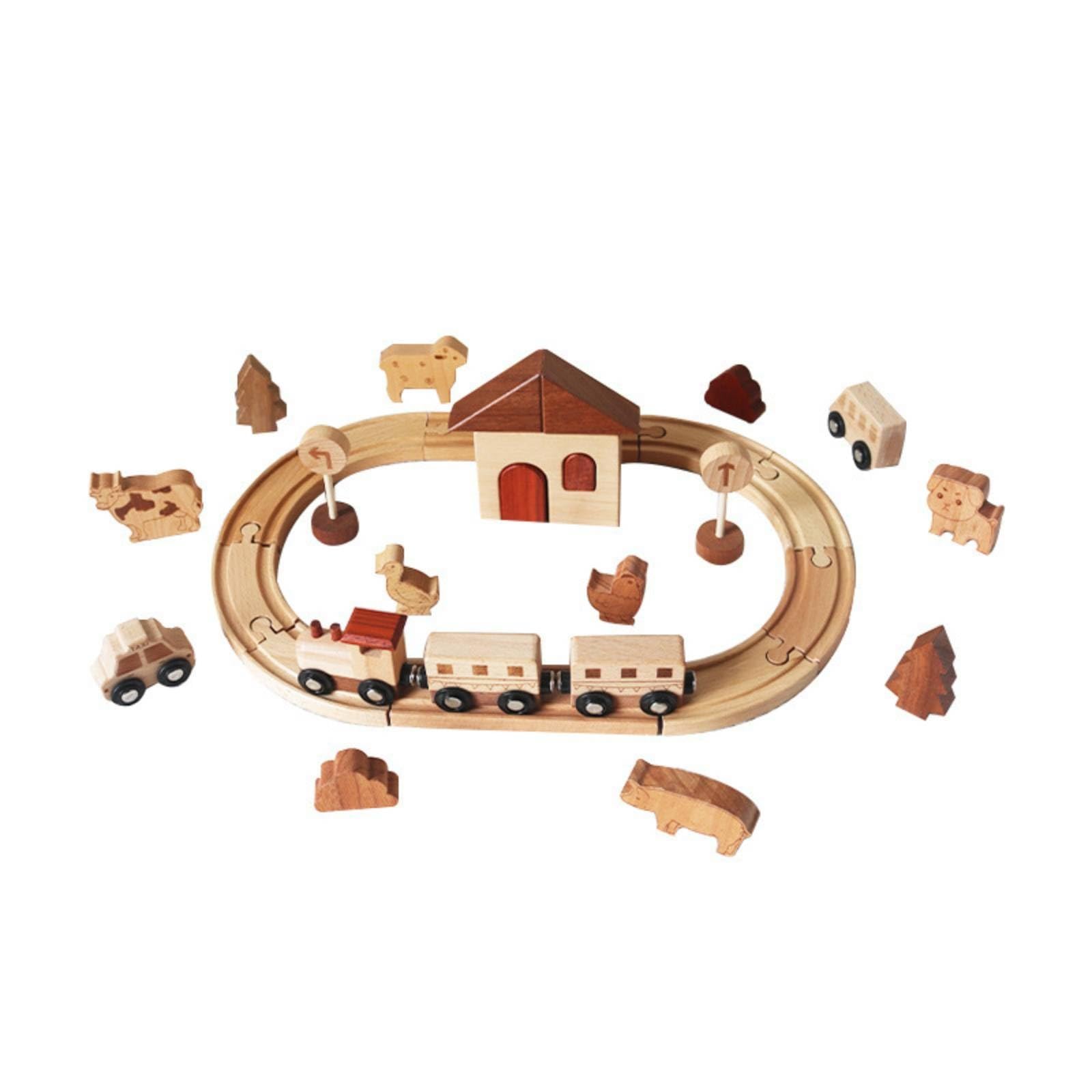 Trenino Giocattolo Legno Ferroviario Legno Coordinatione Occhio-Mano Accessori Scenici per Bambini