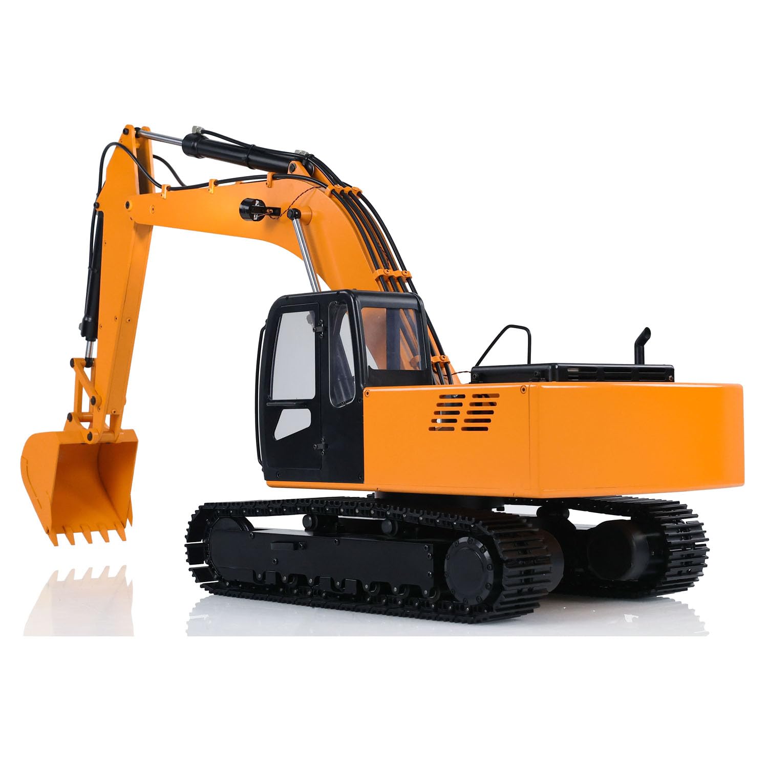 JDM 1/12 RC - Modelo de excavadora hidráulica con válvula de bomba de pistas, controlador de radio ESC pintado montado en amarillo, modelo de grado hobby