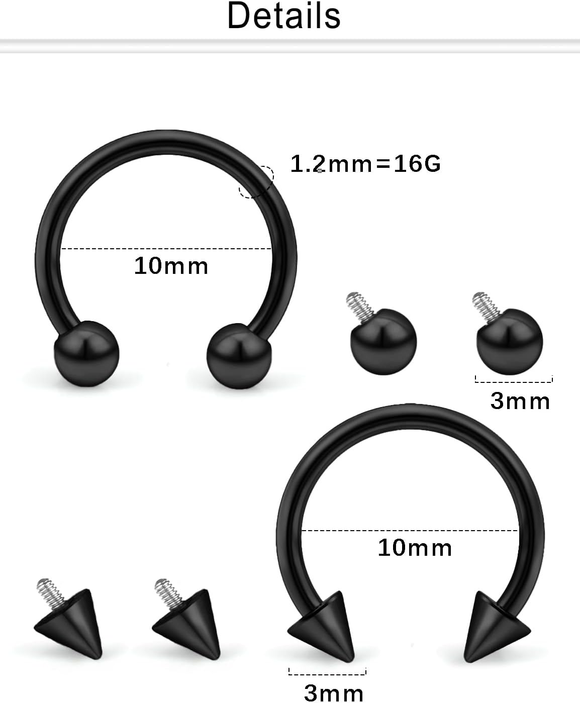 Dyknasz Internally Threaded Septum Rings Surgical Steel Lip Rings Septum Piercing Jewelry Nose Ring for Women Men16g - Image 2