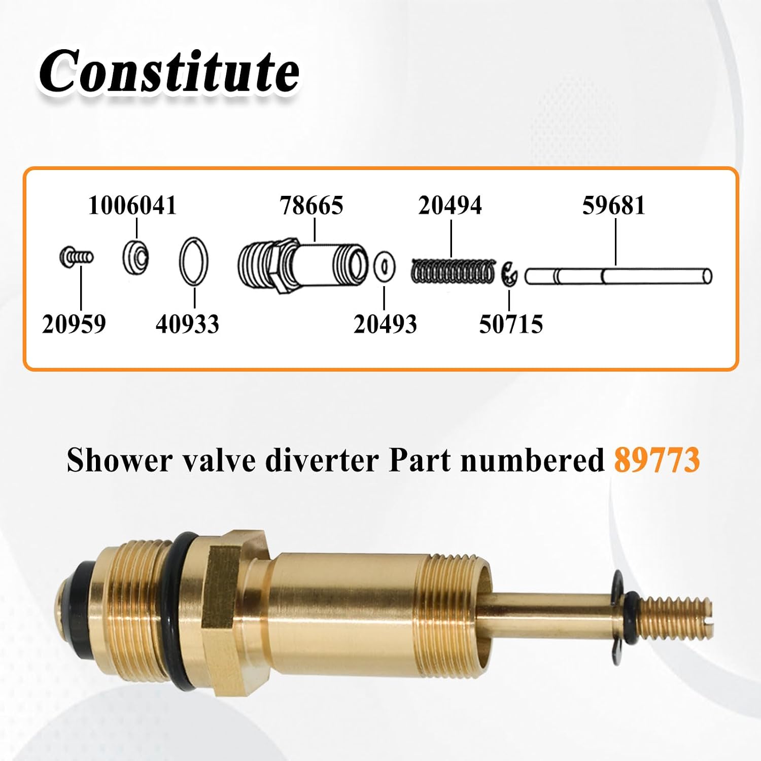 89773 Diverter Kit for Shower Valve Cartridge Part | Valve Repair Kit, Brass