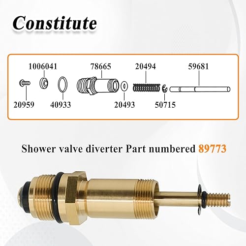 Miniatura 5 de Ebrmeiwo 89773 Kit de desviador para pieza de cartucho de válvula de ducha, kit de reparación de válvulas, latón