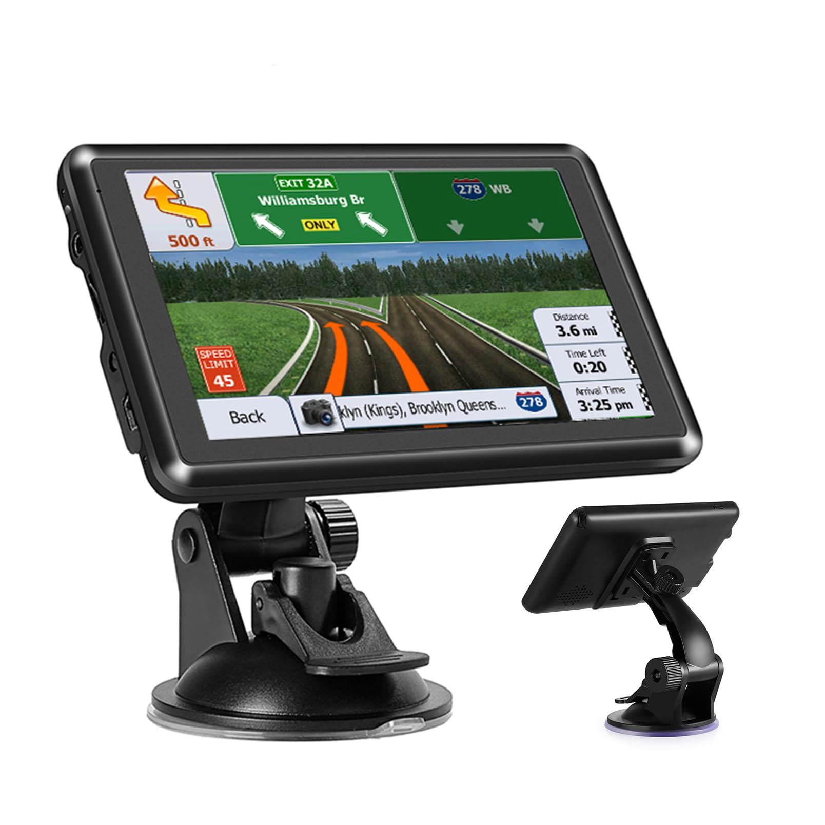 Navigazione GPS da 5 pollici per auto e camion, navigatore portatile con mappe offline europee, aggiornamenti gratuiti a vita, allarme flash, guida vocale, trasmettitore FM, ricerca codice postale