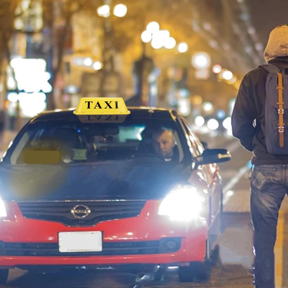 Señal De Taxi, Letrero Taxi, Luz Techo Taxi con Iman, Impermeable Parte Superior Led Iluminado Lámpara Letrero Light up Sign Decor Bombillas Magnético Coche 12V Amarillo Automóviles Driver Indicadora