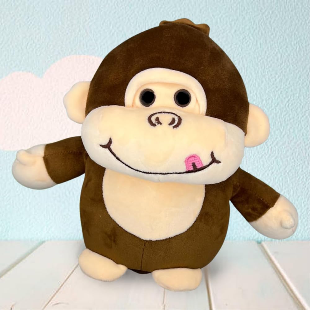 ToyMagic Hugster Monkey|Plush Toy|Stuffed Animal|Huggable Soft Toy|Flexible Hands & Legs|Funny Face|3D Button Eyes|Machine Washable|Best Birthday&Return Gift for Toddlers,Boys and Girls|Made in India