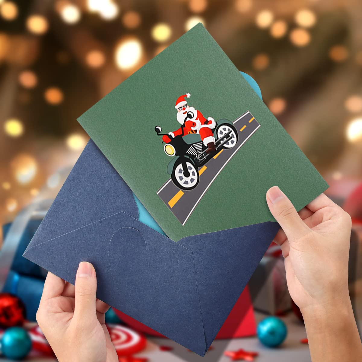 WD&CD Biglietto Di Natale 3D Pop-Up 15x20 Cm Con Busta, A Forma Di Albero O Scena Natalizia, Regalo Originale - 2