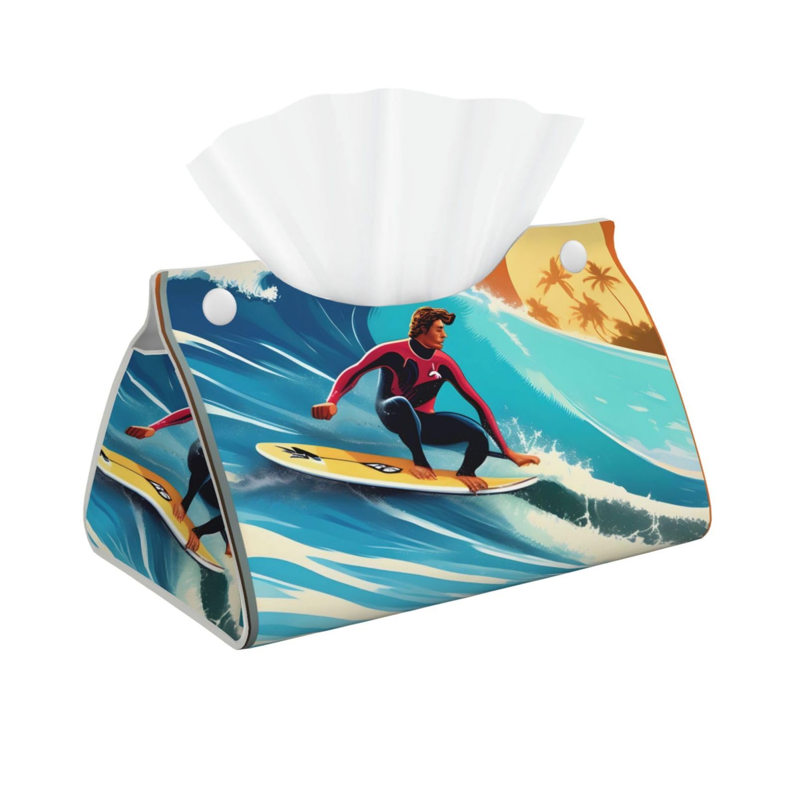 Hawaiian Surfer On Wavy Print Print Long Tissue Box Cover Tissue Dispenser Box For Living Room, Office, Car, Bathroom