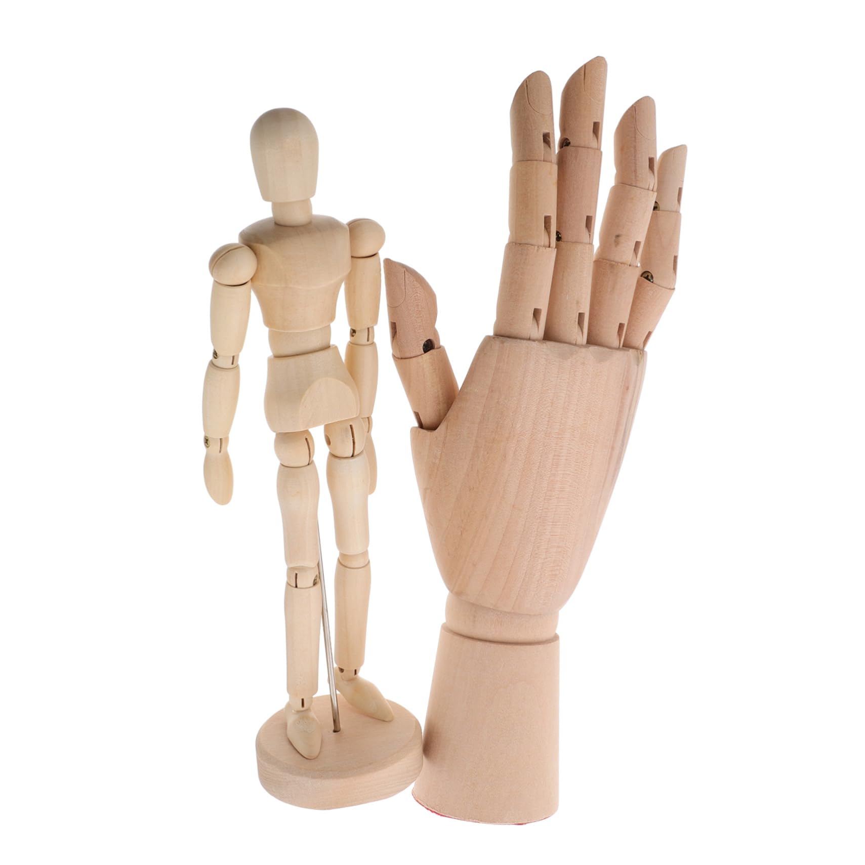 SEWACC Flexible Wooden Drawing Mannequin Figures and Right Hand Model for Sketching Painting and Motion Art Projects for Artists and Beginners
