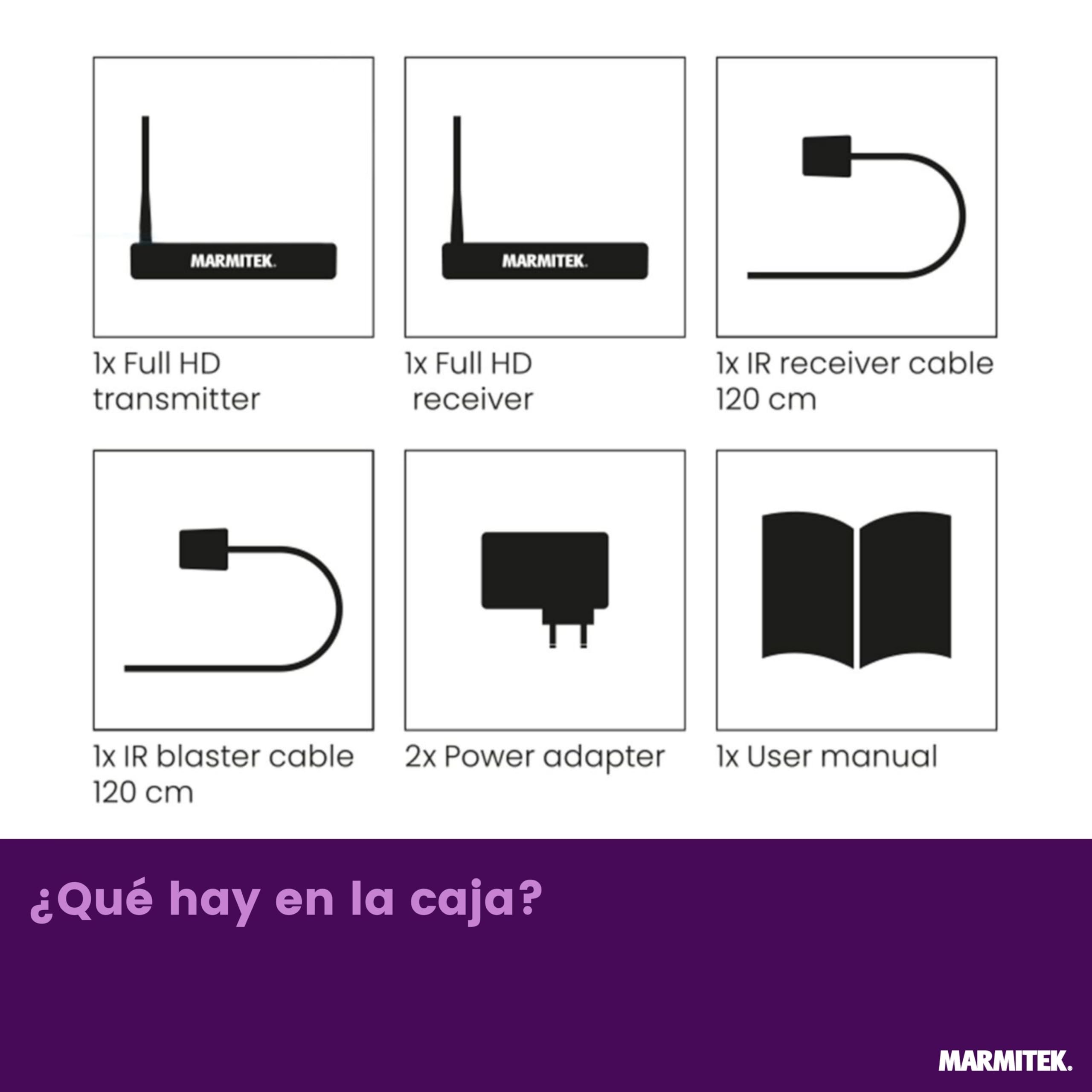 Marmitek TV Anywhere Wireless HD 2 - Extensor HDMI inalámbrico Full HD | Ver TV en cualquier habitación, transmisor y receptor HDMI sin cables, alcance 100 m, 1080p, Plug & Play, loopthrough