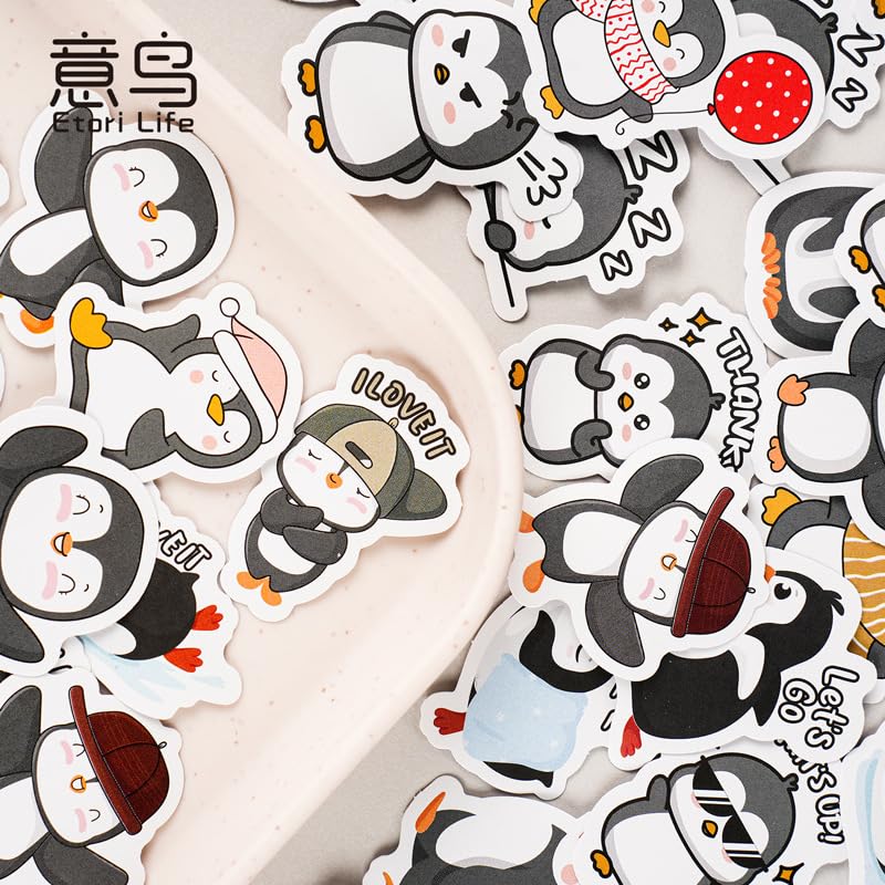 ENLACE 46 pegatinas de pingüino, juego de pegatinas de pingüino, pegatinas para álbumes de recortes, pegatinas de pingu para maletas, portátiles, álbumes de recortes, monopatines, regalos para niños,