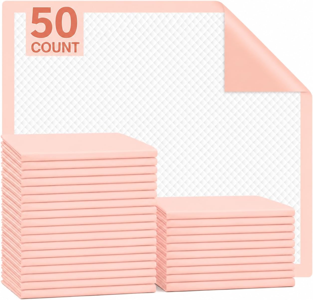Pink Premium underpads | Large 23" x 36" Coverage – Provides generous protection for beds, chairs, wheelchairs, and furniture.