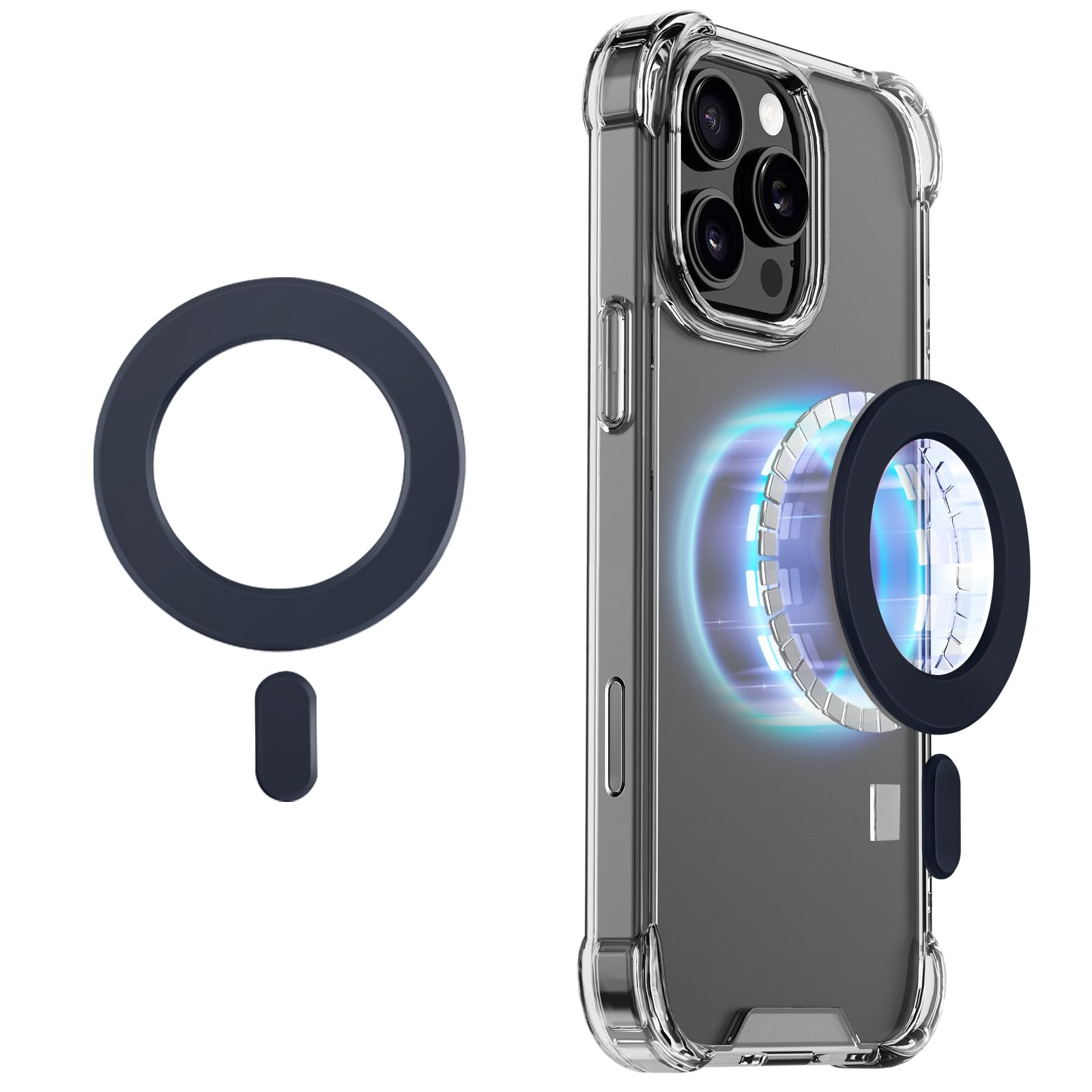 Photo 1 of ***RING ONLY***KALAPOP for Magsafe Magnet Sticker,2PCS,Magnetic Adapter Ring for Phone Cases&Wireless Charging,Mag Safe Accessories,Compatible with iPhone 16/15/14/13,Galaxy S24/S23/S22/Ipad/Kindle (Dark Blue 1PCS)