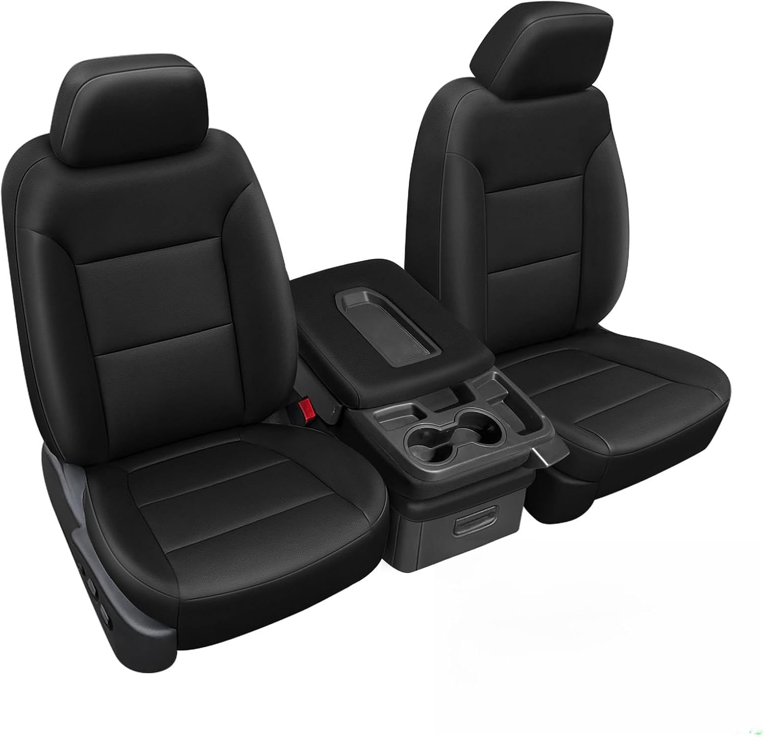 Front Seat Covers Compatible with 2019-2026 Chevy Silverado/GMC Sierra 1500 with Rear Seat Storage & Cup Holder, Heavy Duty Leather