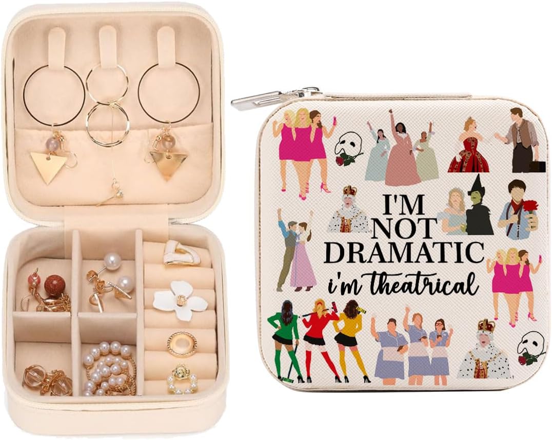 LONGXIN Musical Theatre Gifts, Music Lover Gifts for Women, Girls, Broadway Merch, Travel Jewelry Case Box Organizer