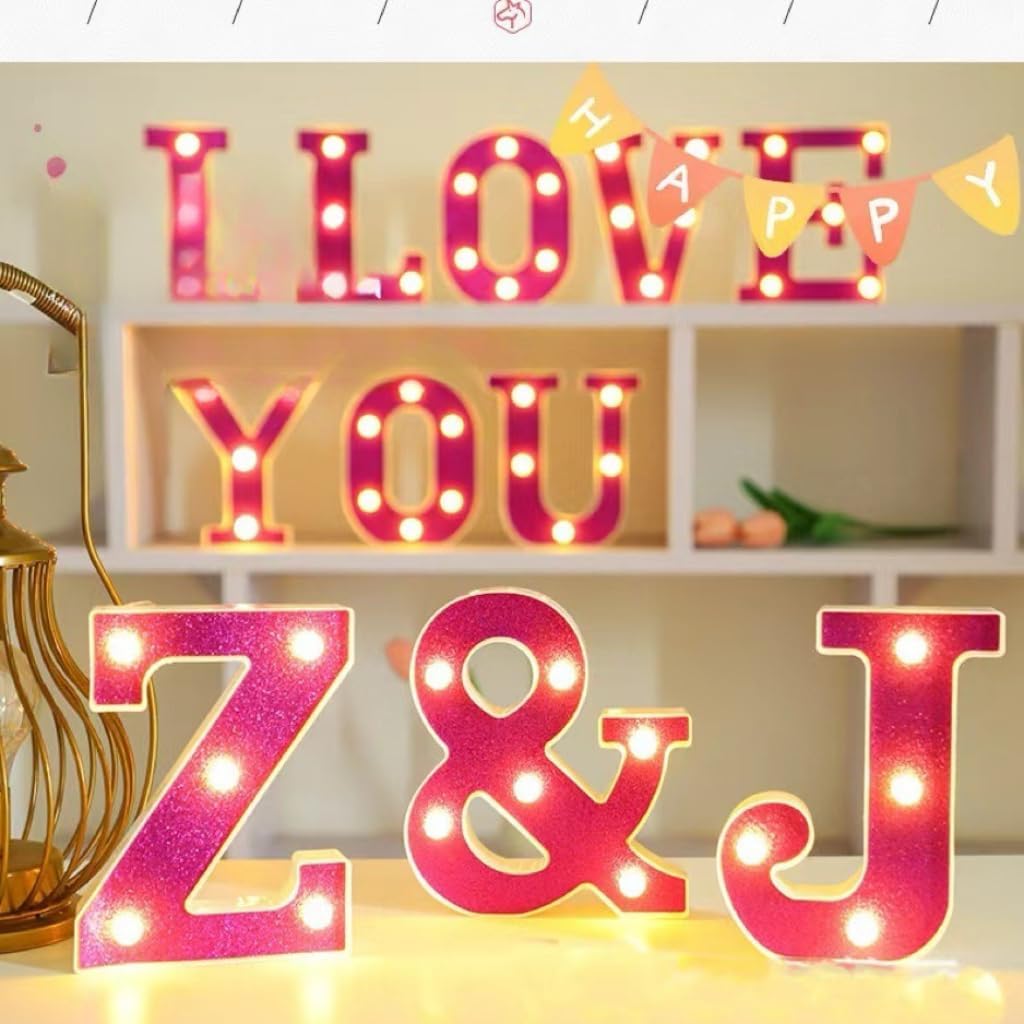LED Marquee Letter Lights, Light Up Letters Glitter Alphabet Letter Sign Battery Powered for Night Light Birthday Party Wedding Girls Gifts Home Bar Christmas Decoration image 5