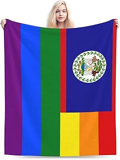 Belize Rainbow Flag Throw Blanket for Couch Bed Sofa Soft and Comfortable Blankets 80"x60" Anti-Pilling Flannel Blanket